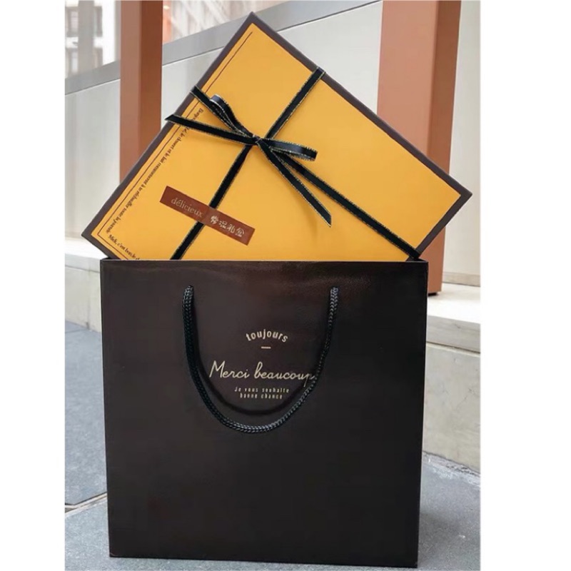 vvbonjour愛烘焙禮盒黃橘色紙盒禮品包裝盒天地蓋蛋糕盒禮物盒磅蛋糕餅乾盒餐盒蛋黃酥蛋捲紙袋手提袋生日禮物盒子包裝盒