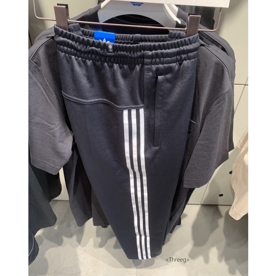 🏀ADIDAS ORIGINALS 運動長褲 九分褲 三線 拉鍊口袋 黑色 男 H09121