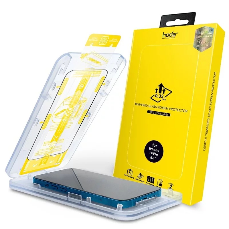 hoda 高透亮面滿版玻璃保護貼(含無塵艙貼膜神器) 適用於 iPhone 15/14/13 系列