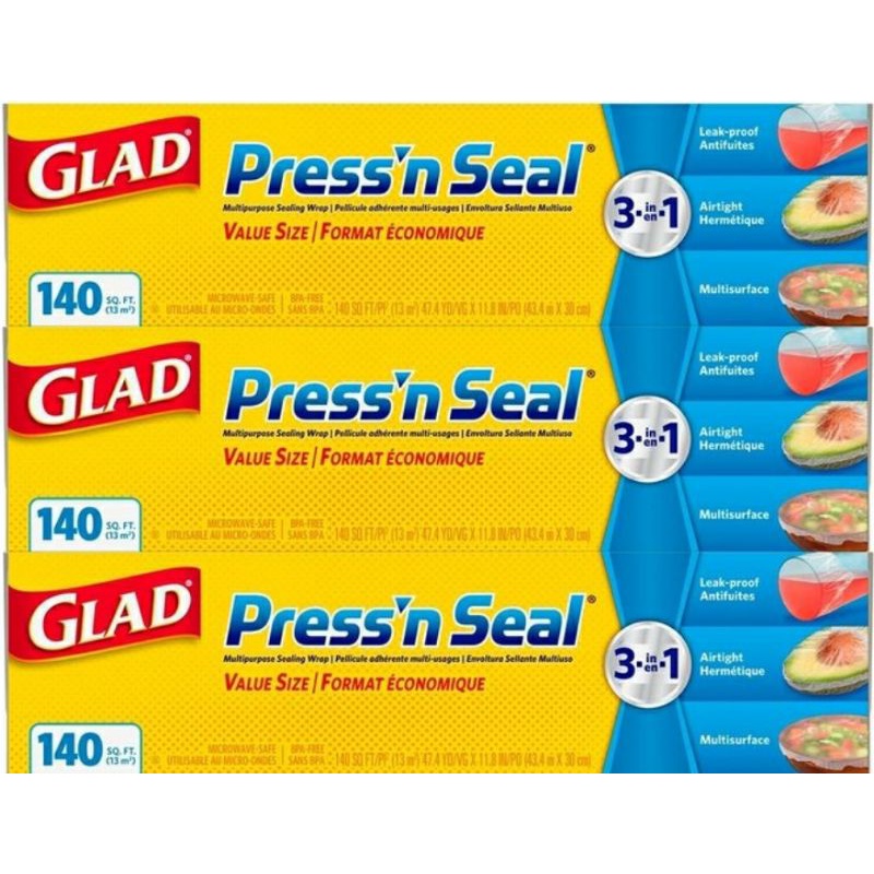 有發票➕️5️⃣倍蝦幣‼️ Glad Press’n Seal 強力保鮮膜 （一組3入）分裝 保鮮 保鮮膜