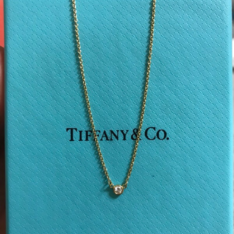 Tiffany 單鑽項鍊  鎖骨鍊 Elsa Peretti 18k 0.05克拉