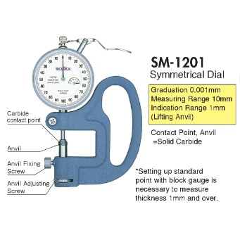 ~靚品科技~日本 TECLOCK SM-1201 針盤式千分厚度計 千分錶 1mm/0.001mm 厚度