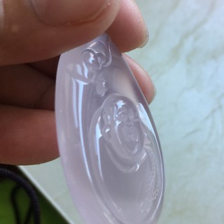 冰種粉紫色彌勒佛吊墜