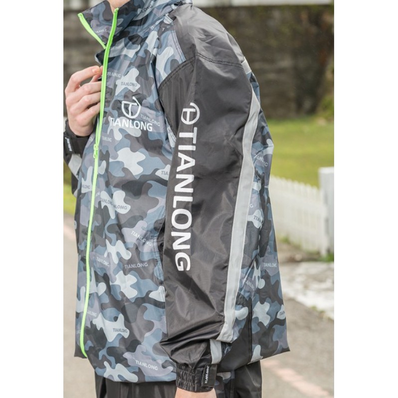Tianlong 天龍牌迷彩運動風衣雨衣尼龍雨天機車風衣防水兩截式 不包含鞋套 蝦皮購物