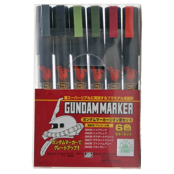 【Gunze郡氏】鋼彈專用油性麥克筆 吉翁軍用套筆6色組 GMS-108