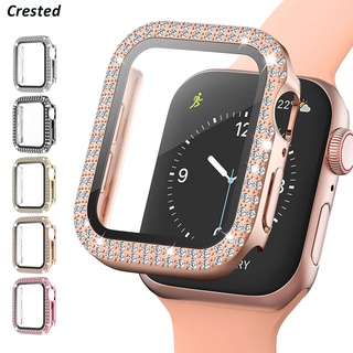 Apple watch 鑽石錶殼 7 45mm 41mm 40mm 42mm 38mm 配件鋼化玻璃一體式錶殼保護套 i