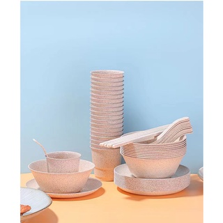 免洗餐具單買可降解稻殼碗筷碟勺餐具家用商用
