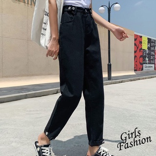 GOFO 長褲 韓系穿搭 高腰顯瘦 寬鬆直筒褲 牛仔褲 老爺褲 哈倫褲 女生褲子 女裝長褲 黑色 春天 夏天 秋天 冬天
