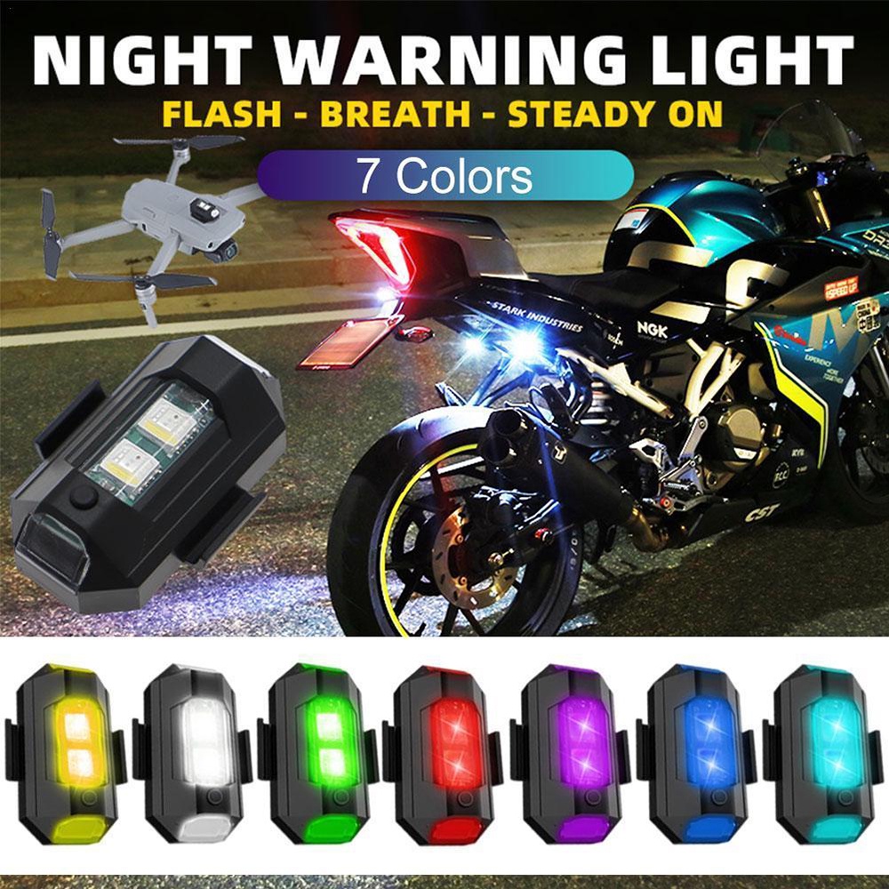 通用 LED 機車 防撞警示燈 迷你自行車閃爍尾燈 無人機帶頻閃燈 7 色轉向信號指示器 飛機燈