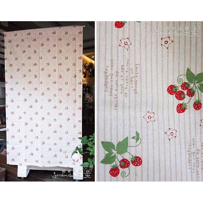 門簾窗簾風水簾--印度進口鄉村風純棉草莓字母一片式長門簾-100*180cm--秘密花園
