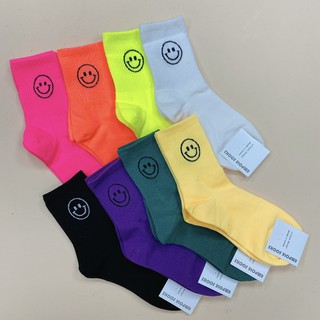 韓國襪子 微笑長筒襪 大膽玩色 螢光色 長筒襪
