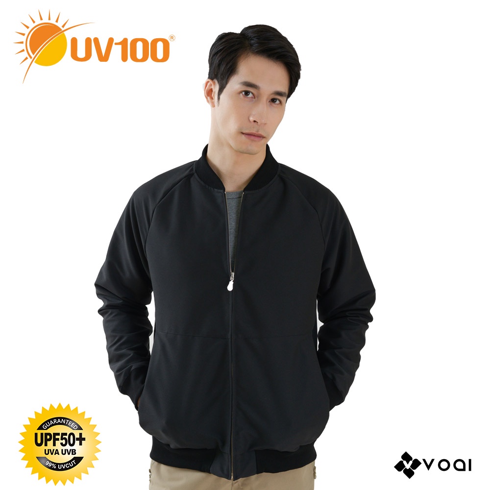 【UV100】 防曬 防潑水羅紋領蓄熱內裡外套-男(AD21803) VOAI