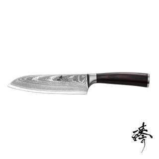 《Zhen 臻》170mm (VG10)鋼 三德刀 (萬用料理刀) - 黑檀木紋柄 ~日本進口67層大馬士革鋼