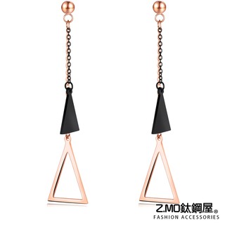 女性耳環 Z.MO鈦鋼屋 白鋼耳環 三角墜飾造型耳環 個性女孩單品 墜飾耳環 女友禮物 一對價【EKS411】