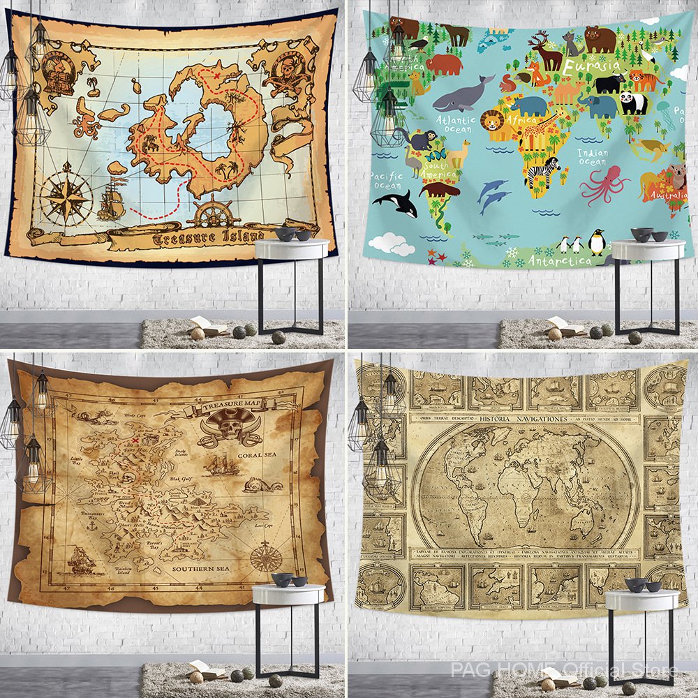 PAG佩格の世界地圖背景掛布 臥室房間裝飾布 壁布 裝飾布 房間掛布