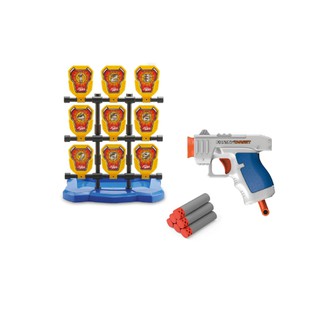 【Hi-toys】懸掛九宮格標靶+安全軟彈槍遊戲套組 /互動射擊玩具