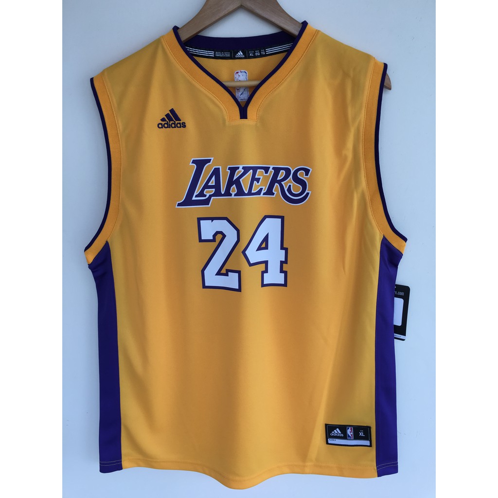 Adidas NBA Kobe Bryant 湖人隊 黃色 燙印 青年版球衣  YXL