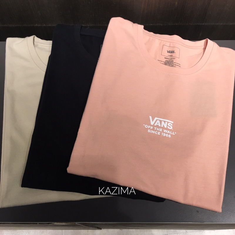 【Kazima】VANS Authentic Logo Tee T 短T 短袖 T shirt 上衣 粉 黑 米 情侶裝