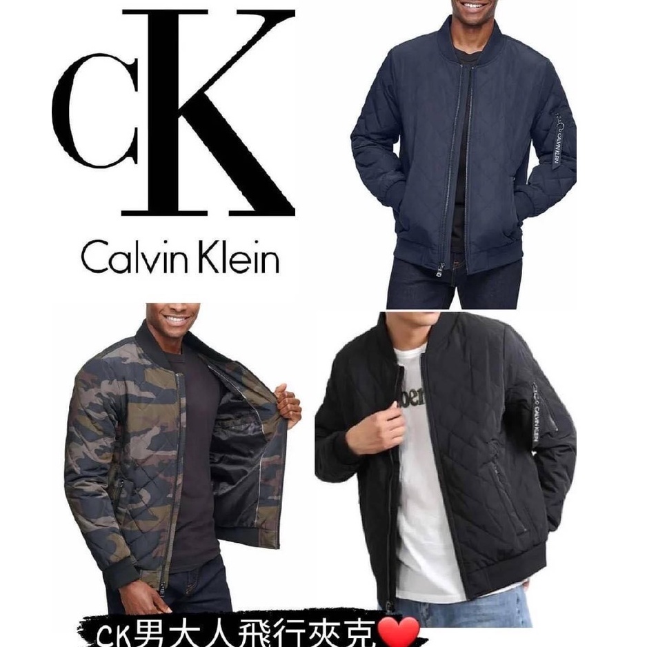 CALVIN KLEIN CK 美國正版 滿版LOGO 格紋 防風外套 保暖外套 飛行外套 鋪棉外套