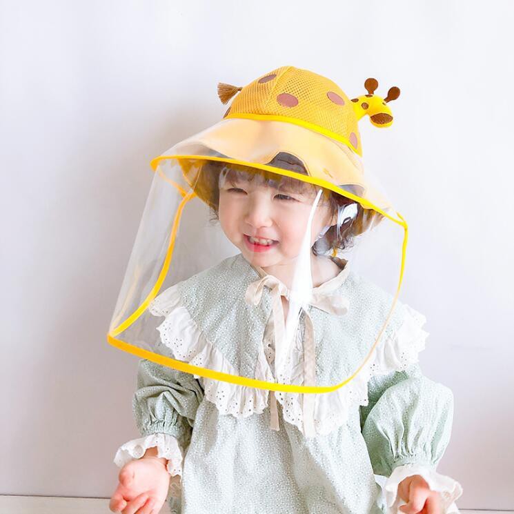 嬰兒防疫帽 寶寶防疫帽  兒童帽子夏季透氣網帽寶寶防飛沫帽嬰兒防護帽遮陽防曬可拆卸面罩