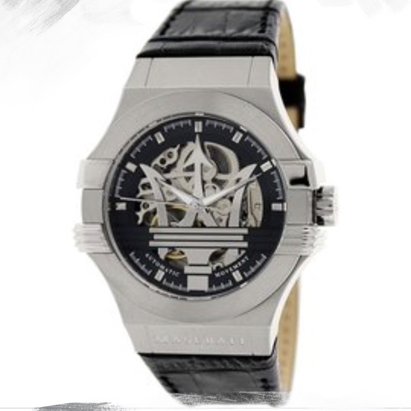 瑪莎拉蒂機械錶，銀黑鏤空設計，時尚奢華！未拆封！原價一萬五千元，附上保卡及正版錶盒，現最低價5000元出清！
