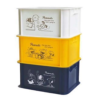 【現貨】小禮堂 Snoopy 迷你塑膠收納盒3入組 650ml (白黃藍款)