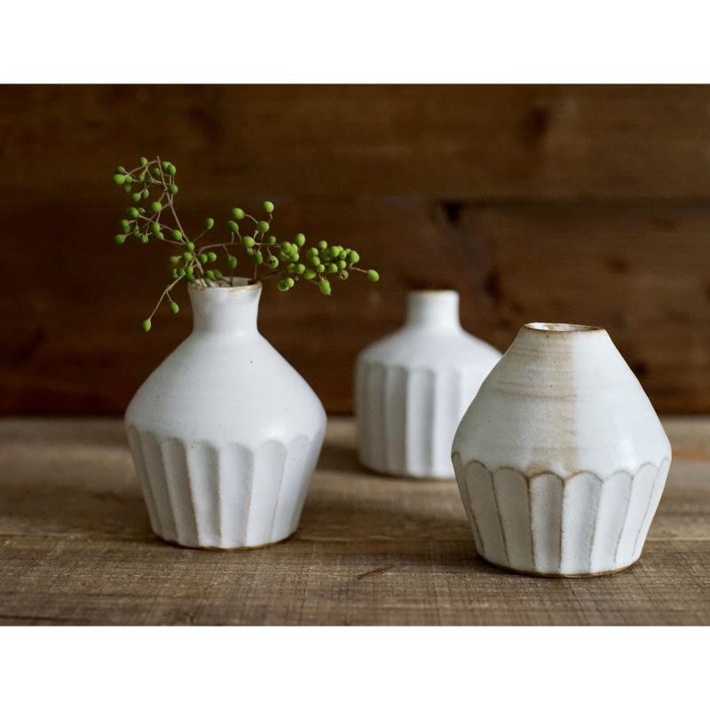 日本制益子燒作家手作粗陶粉引復古花瓶日式插花花器一輪花樽 蝦皮購物