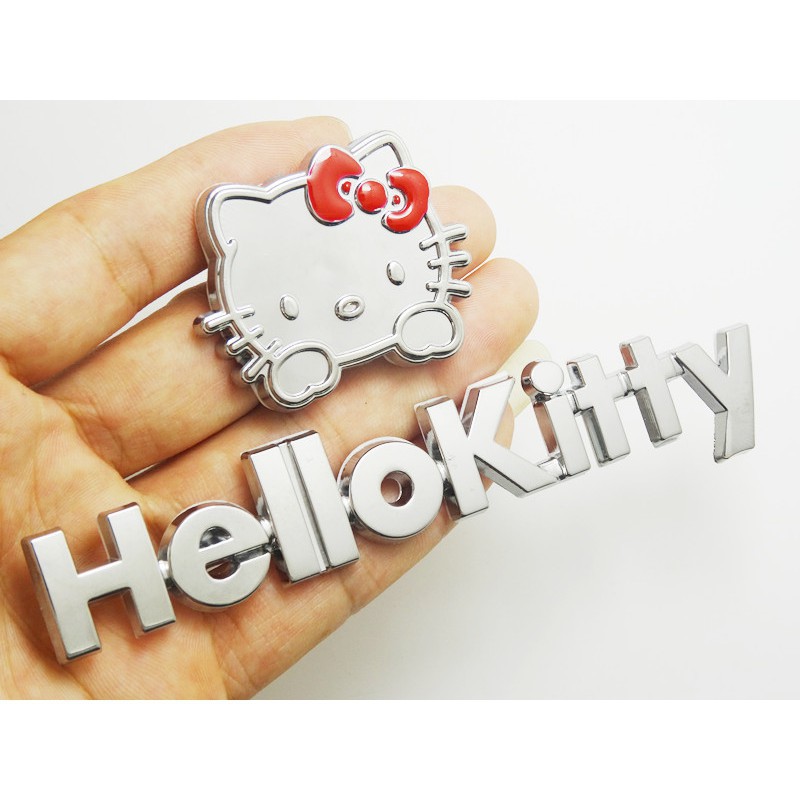 金屬Hello Kitty 3D立體車貼 可愛裝飾車貼 改裝車貼 KT貓字母貼 汽車標 機車貼 車身標誌