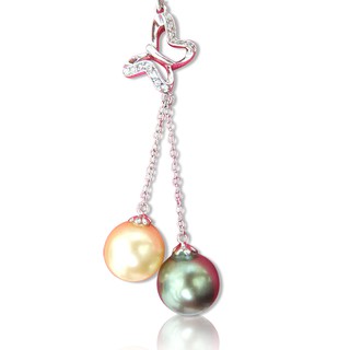 小樂珠寶是光彩奪目的美麗飾品南洋深海貝珍珠項鍊蝴蝶Y字鏈款雙色