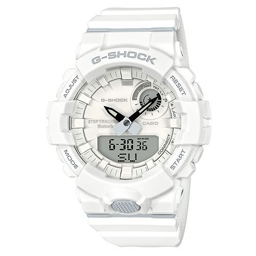 【CASIO】G-SHOCK 活力充沛計步藍芽雙顯錶-白(GBA-800-7A)正版宏崑公司貨
