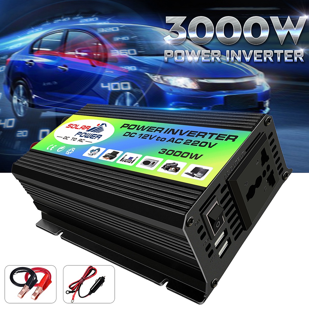 太陽能逆變器 3000W 峰值電壓互感器轉換器 DC 12V 到 AC 220V 車載逆變器,用於太陽能逆變器家用電器