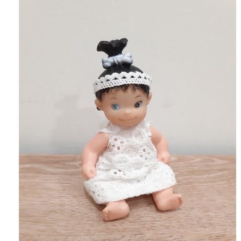 收藏品 早期老物古董嬰兒黑髮小娃娃 塑膠軟膠膠皮娃娃