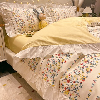 韓系公主風純棉床包四件組 標準/加大雙人床包組 夏季床包花被套 舒適裸睡 雙人床包 床單 床罩 被單 床包 枕頭套