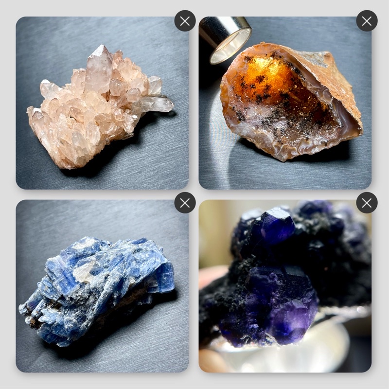K028 天然原礦礦標一圖一物鏈接 藍晶石 瑪瑙洞 坦桑藍螢石礦標 晶簇 擺件 最後一個系列