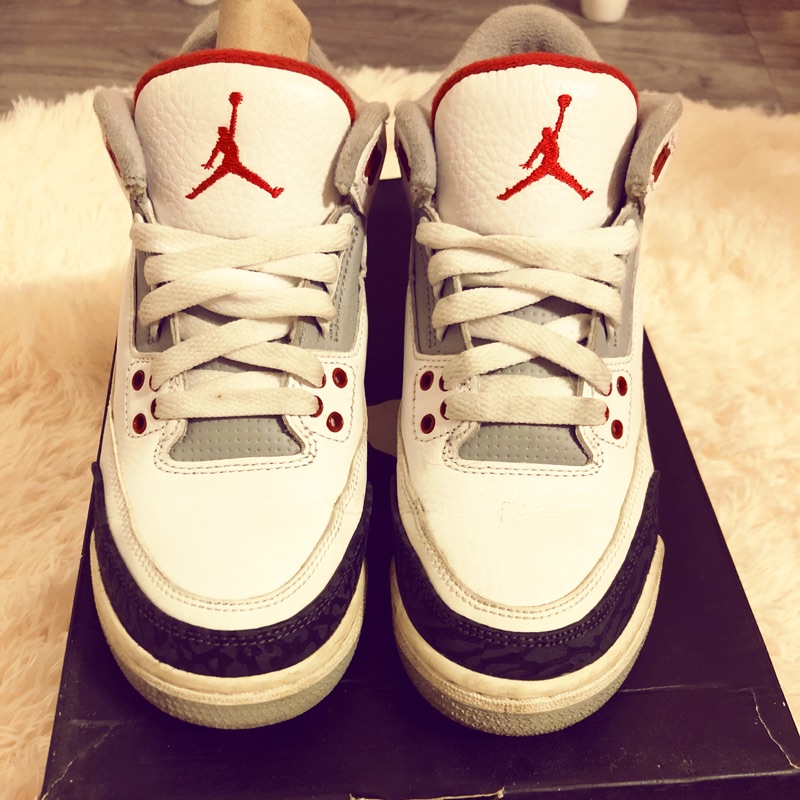 Jordan 3 代  女鞋 紅白爆烈紋 9成新
