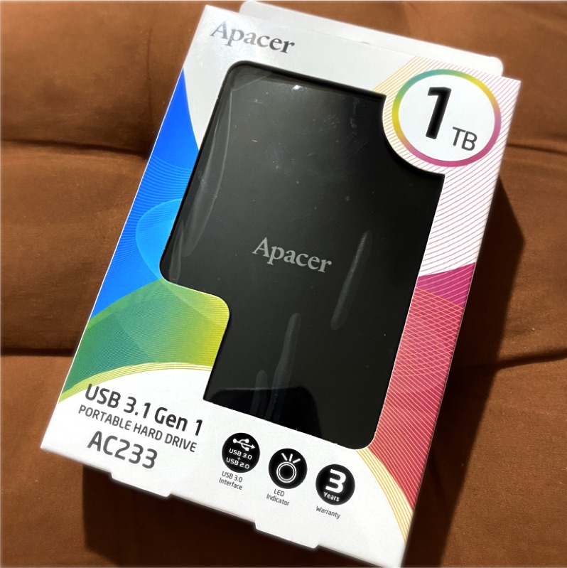 全新 未拆封 Apacer 宇瞻  1TB 2.5吋 AC233流線鯊 外接式硬碟 行動硬碟 蝦皮24h購入 轉售