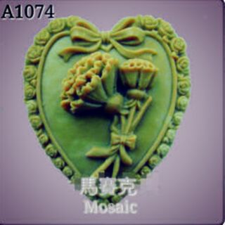 A1074手工皂厚矽膠模/蝴蝶結花束心型