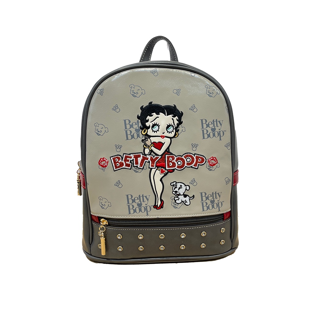貝蒂 Betty Boop 百貨公司 專櫃 手提包 後背包 大容量 灰銀色 仿鉚釘 經典 文字 行旅包鋪