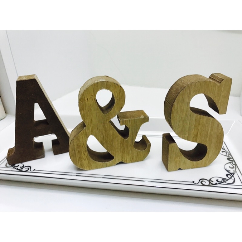木製英文字母擺飾 A &amp; S 婚禮居家佈置
