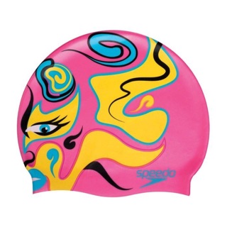 芭比游泳👣Speedo成人矽膠泳帽Slogan print cap