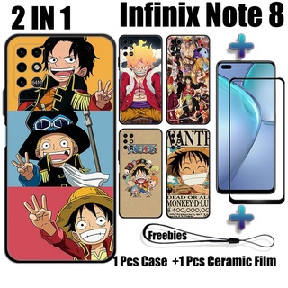 2 合 1 一體式手機殼,帶鋼化玻璃,適用於 Infinix Note 8 手機殼和曲面陶瓷螢幕保護膜