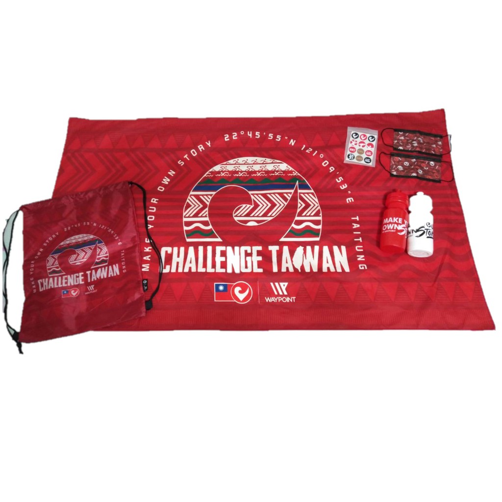 2021 challenge taiwan 鐵人三項完賽大浴巾 束口袋 水壼 口罩 平衡點貼布