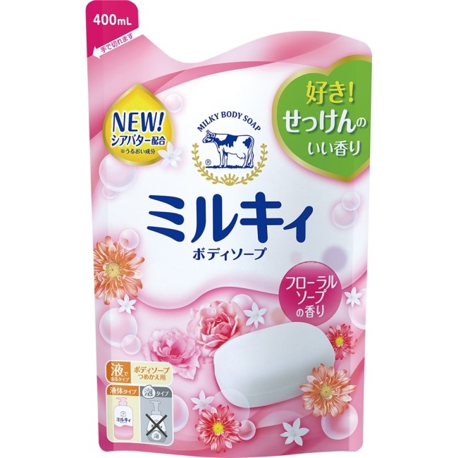 牛乳石鹼-牛乳精華沐浴乳補充包 玫瑰花香【400ml】