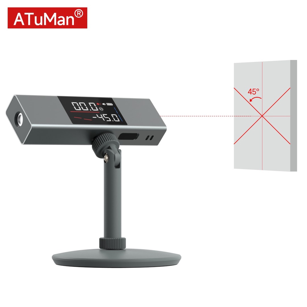 Ovzx DUKA ATuMan LI1 激光角量角器鑄件儀角度計測量工具數字測距儀雙面高清屏幕