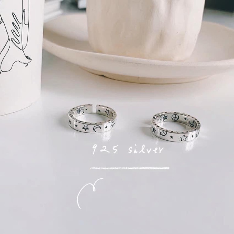 現貨特價中 正韓韓國925 Korea Smile Peace 純銀戒指微笑戒指笑臉戒指星星戒指 蝦皮購物