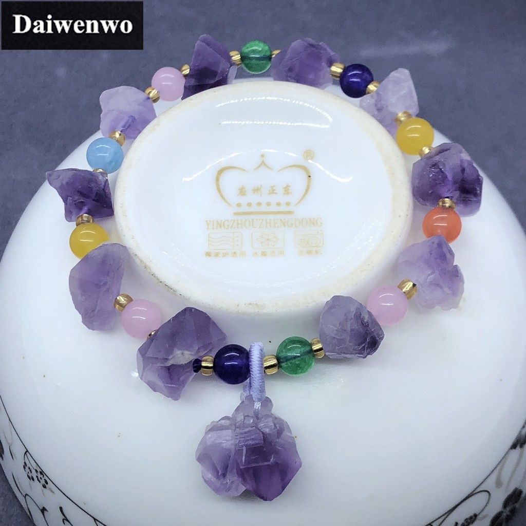 天然鵝卵石、紫水晶和瑪瑙石女士手鍊、diy 禮品水晶。