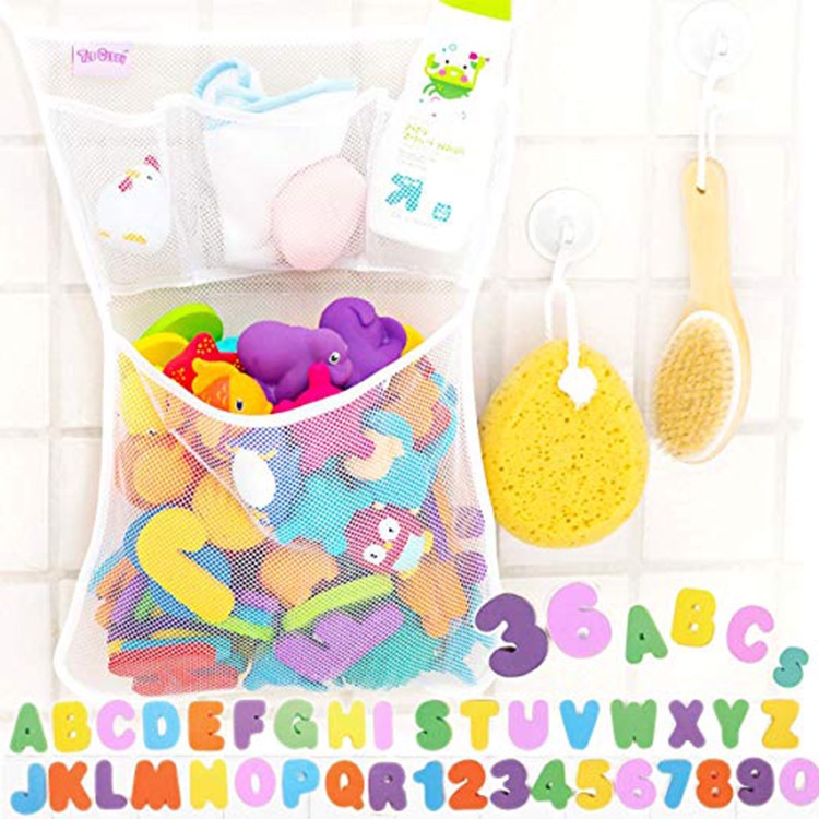 兒童浴缸洗澡玩具 英文字母數字 浴室玩具  帶大吸盤積木 網眼袋玩具 洗澡玩具