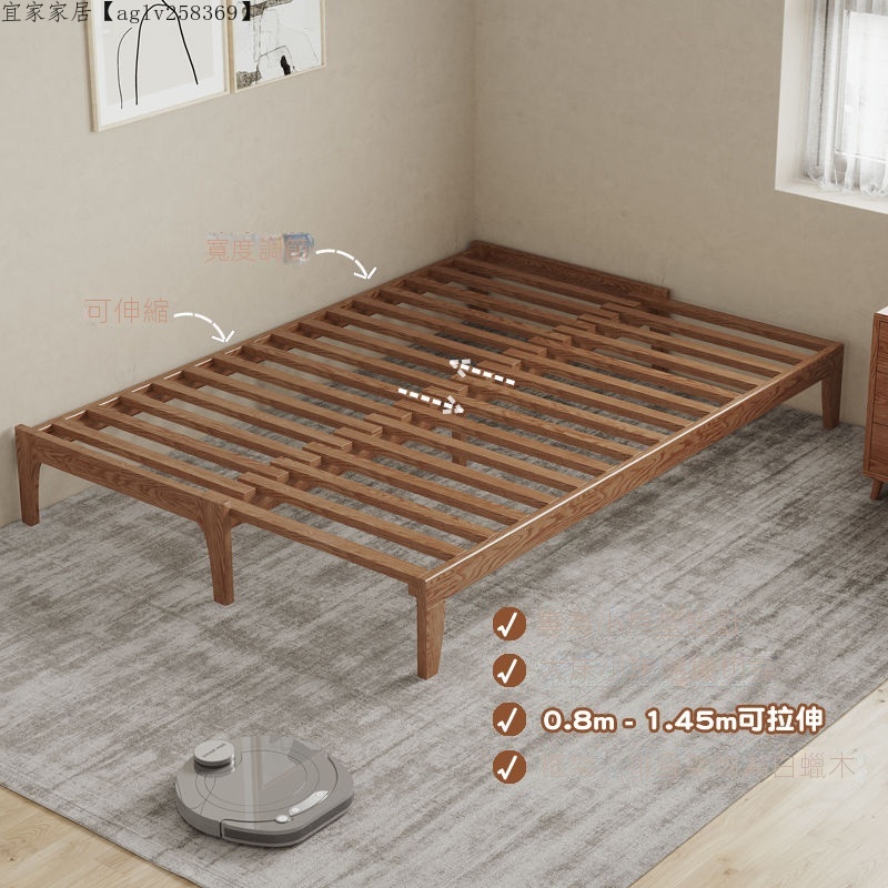 【新品促銷】床架  無床頭床架   實木可伸縮單人床    小戶型家用一米1寬80公分床   卧室抽拉沙發床