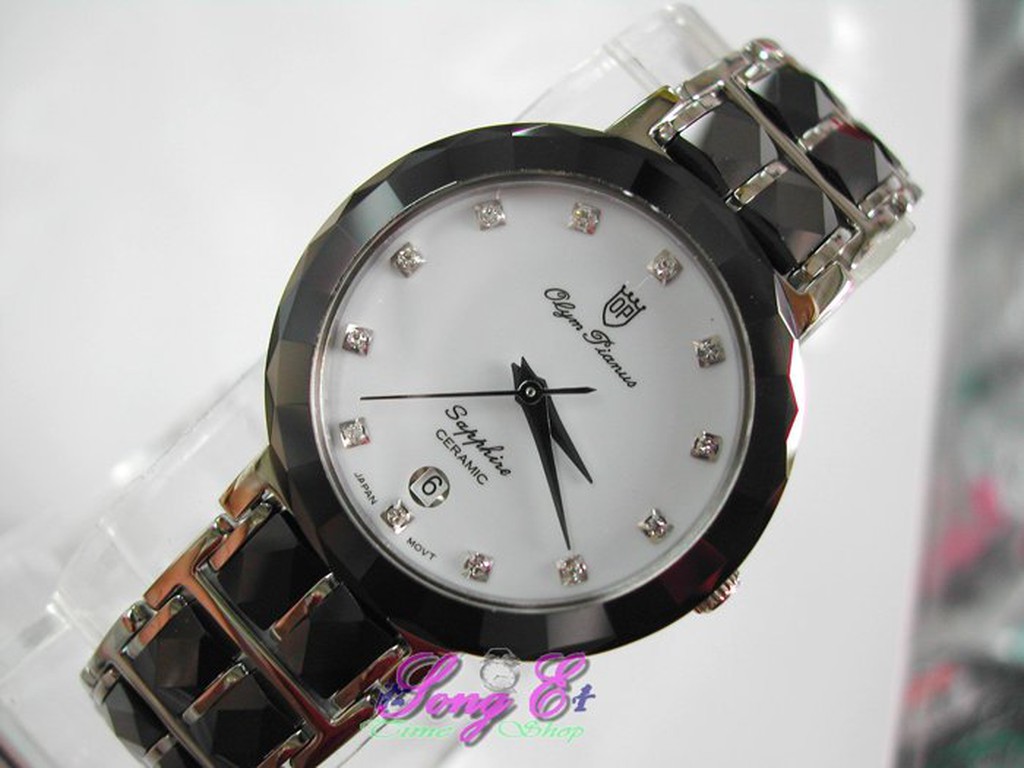 OP 奧柏錶 8268GS 名牌精美陶瓷錶款 薄形錶款 12顆精美鑲鑽 瑞士品牌代理商出品