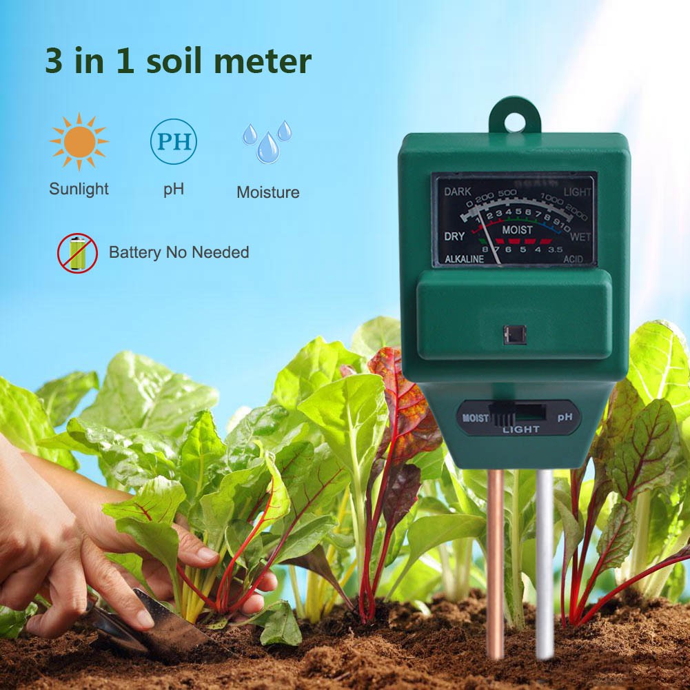 3合1土壤計 土壤測試器 PH計酸鹼度檢測試儀  植物光照度 濕度計 園林測土儀 園藝
